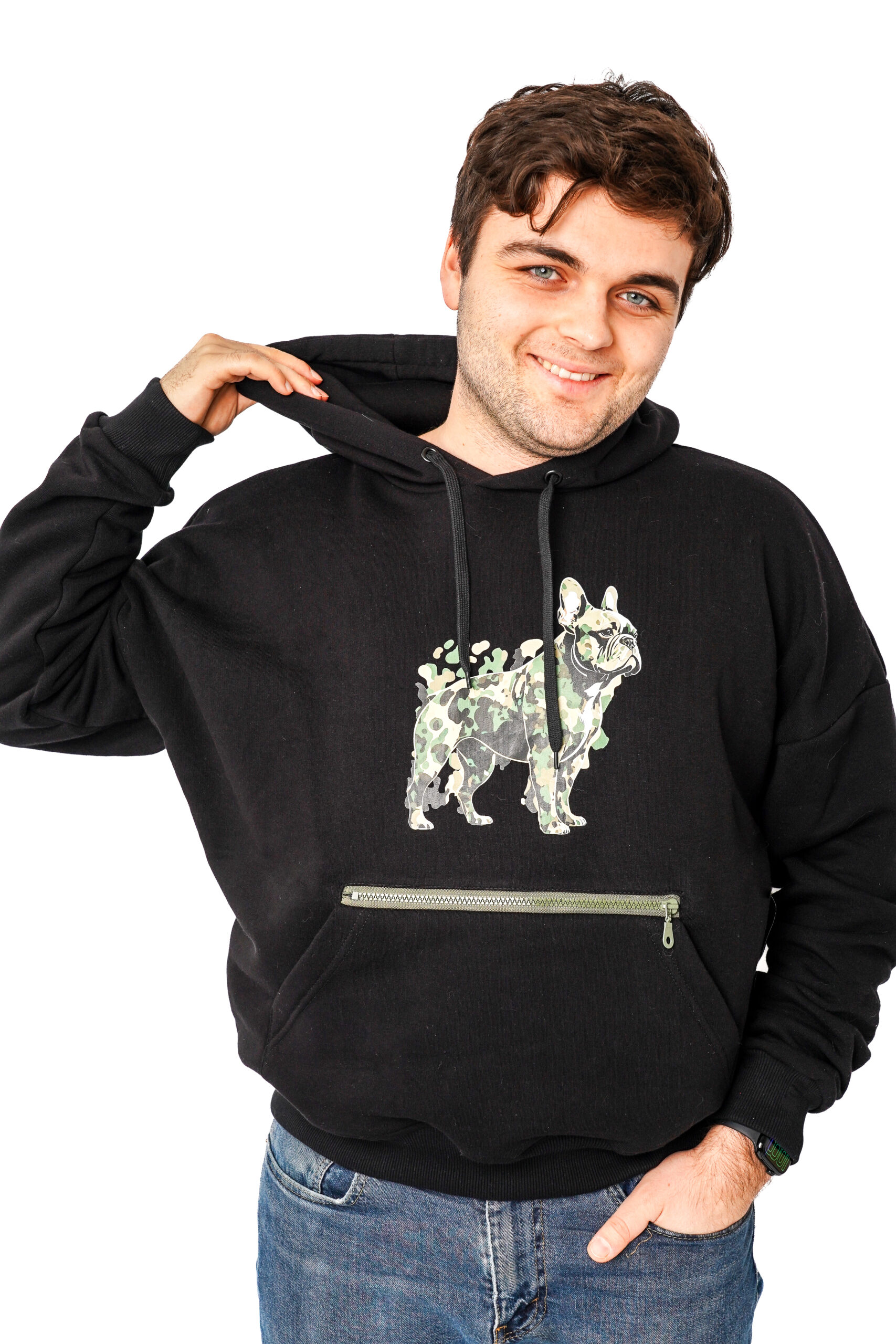 Bluza męska buldog francuski moro