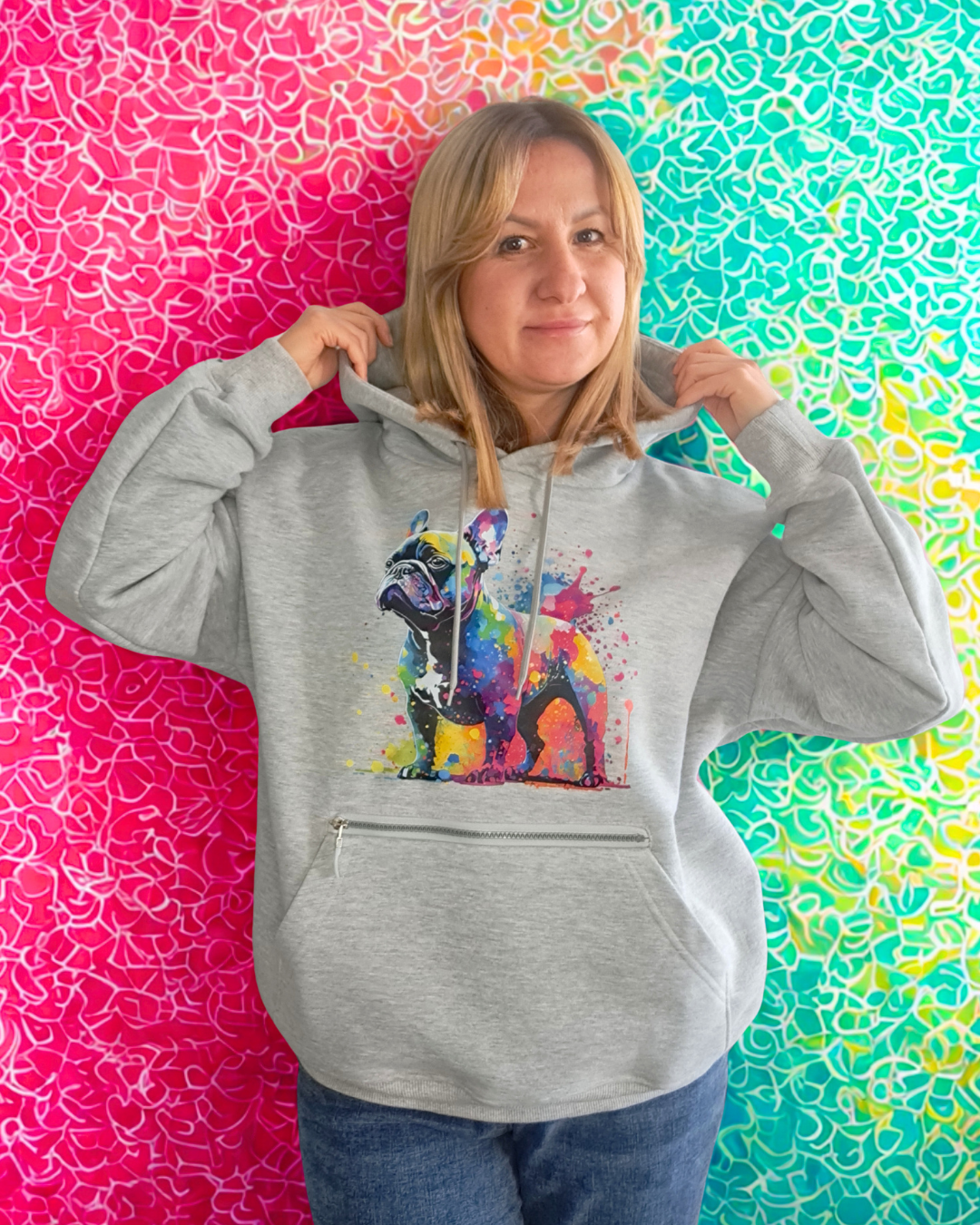 Bluza Buldog w kleksy farby szara