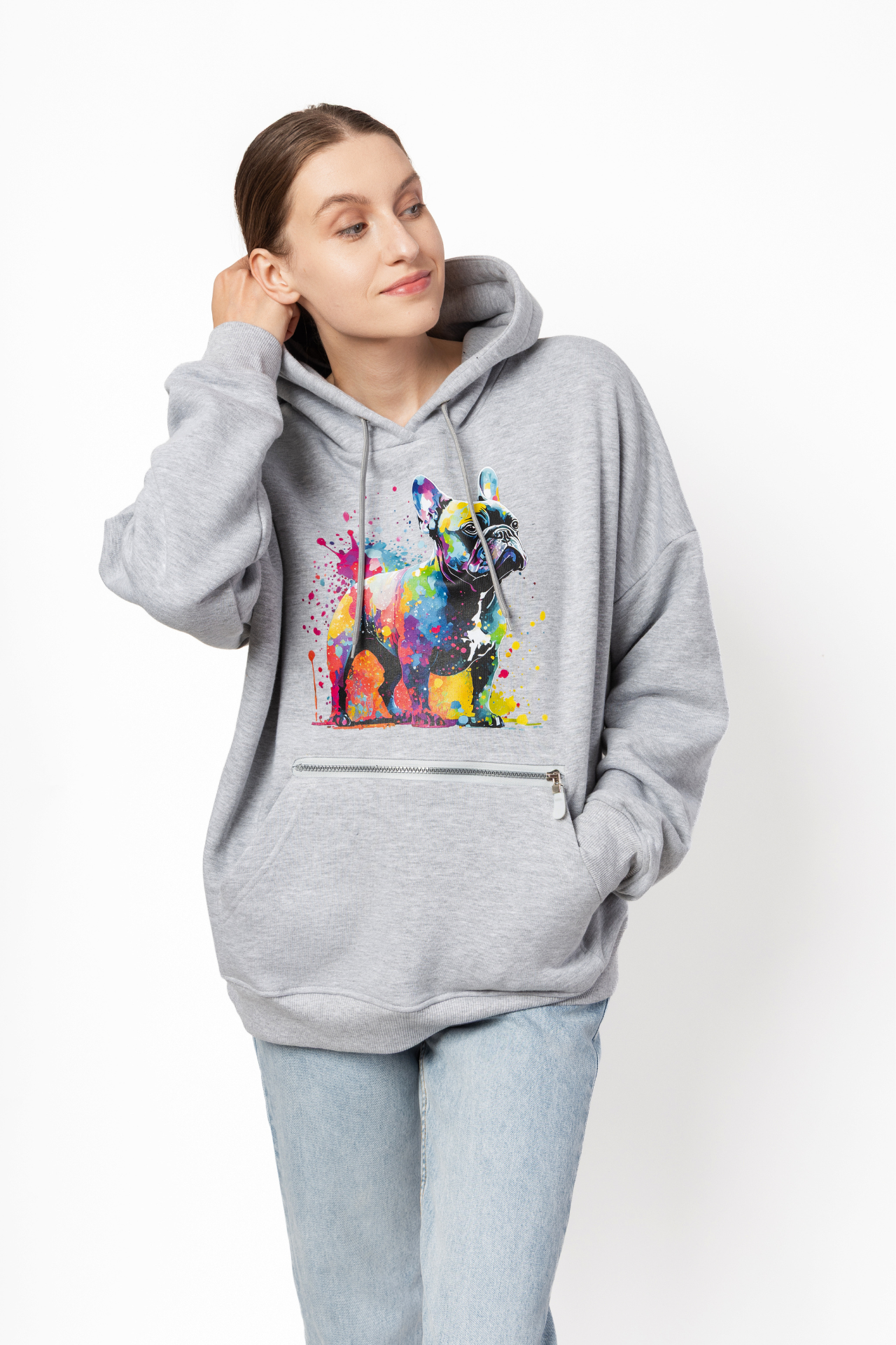 Bluza Buldog w kleksy farby szara