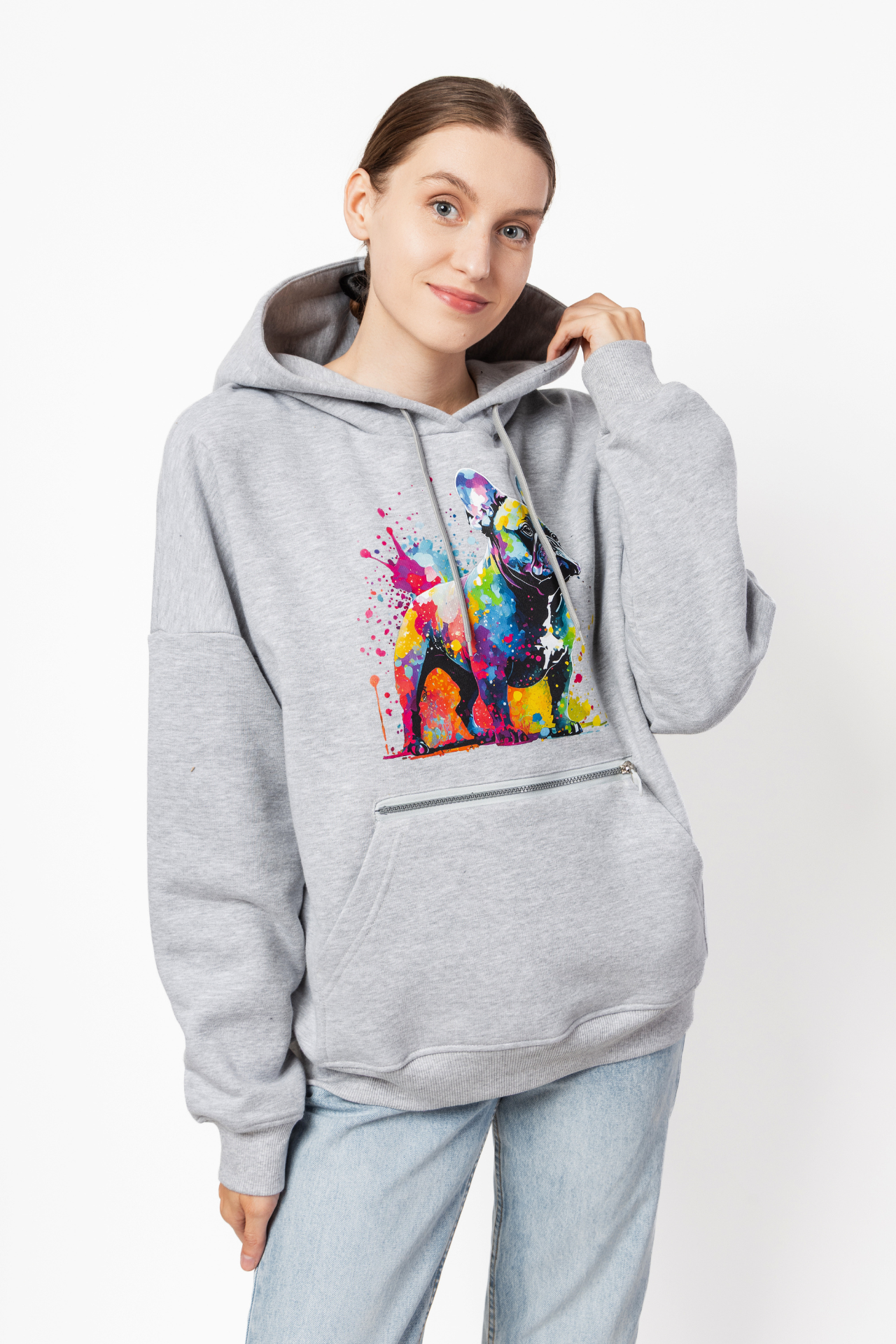 Bluza Buldog w kleksy farby szara