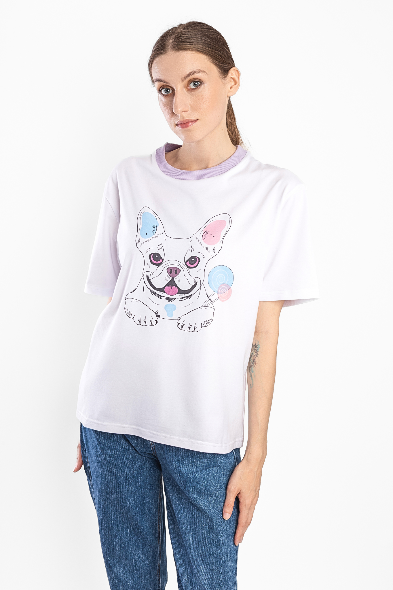 T-shirt z buldogiem francuskim "Buldog z lizakami"