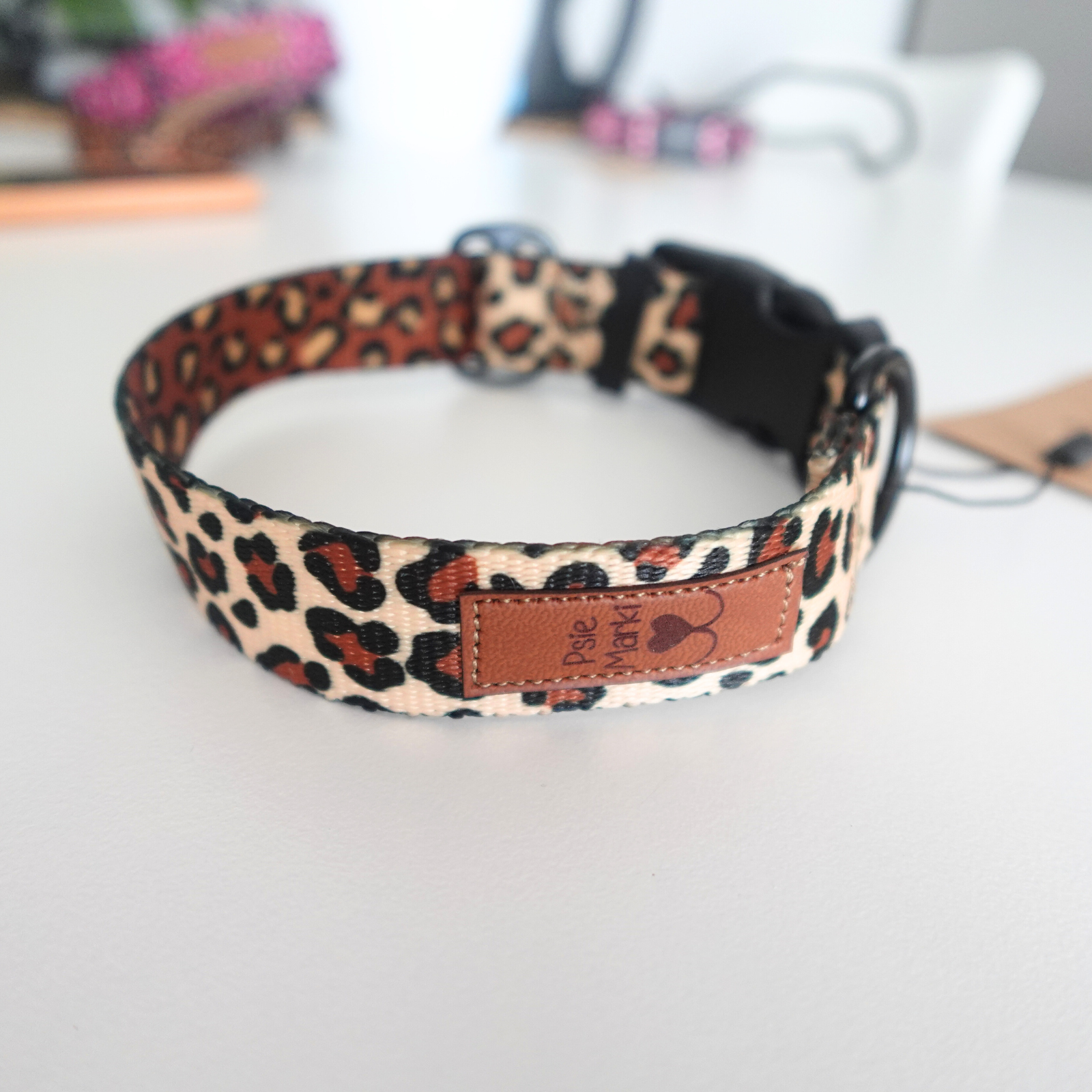 Obroża panterka beż