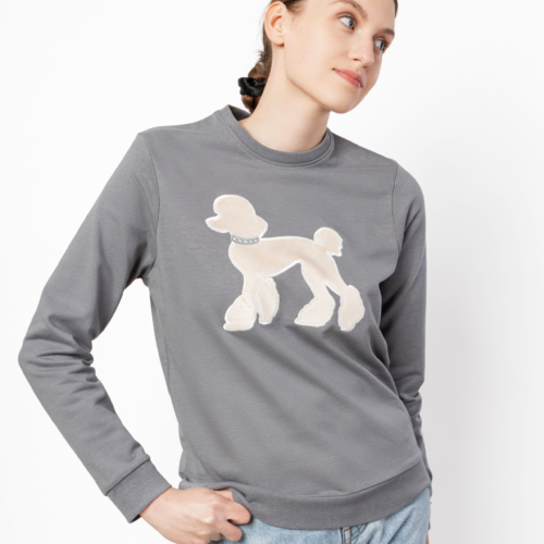 Bluza Poodle Minky Elephant Grey + beżowy pudelek