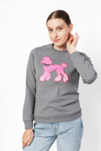 Bluza Poodle Minky Elephant Grey + różowy pudelek Bluza Poodle Minky Elephant Grey + różowy pudelek